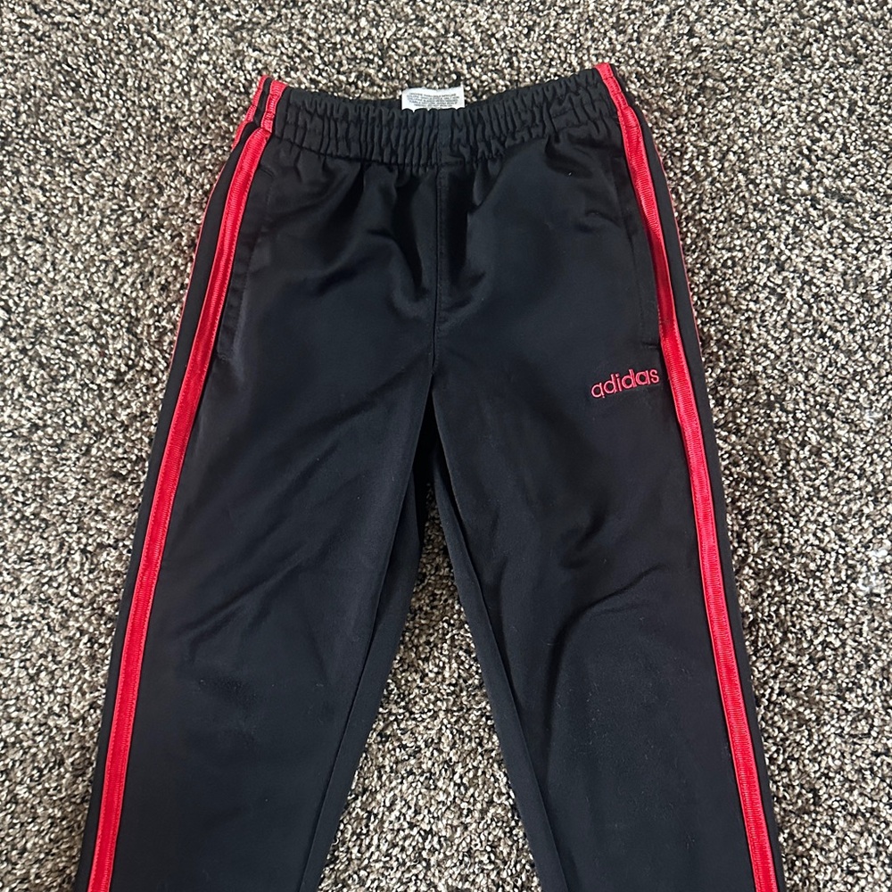 adidas Black Joggers with Red Side Stripes